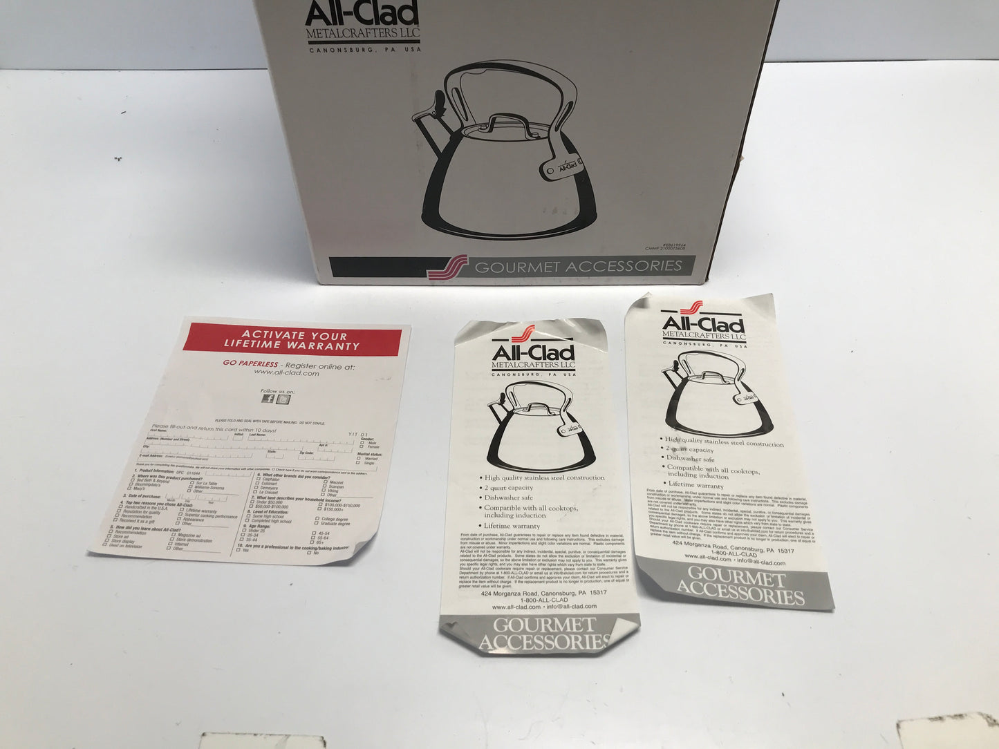 All-Clad Tea Pot Kettle New In Box 2 Quarts