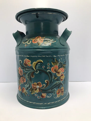 Antique Milk Can Churn 15 Inches Tole Painting