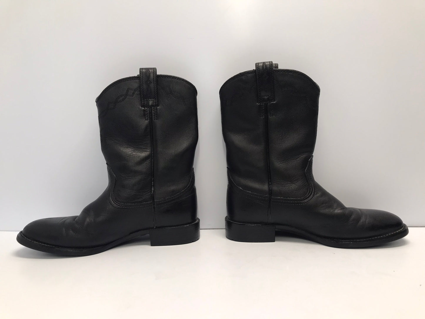 Ariat Western Roper Cowboy Riding Boots Ladies Size 7.5  Black Leather Excellent Quality