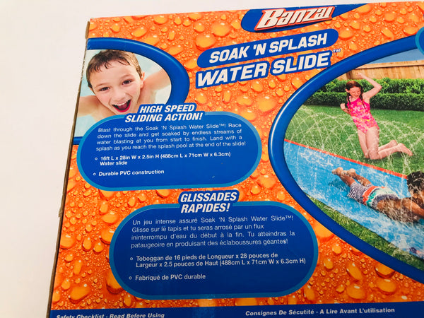 Banzai Inflatable Soak N' Splash Slip & Slide NEW IN BOX