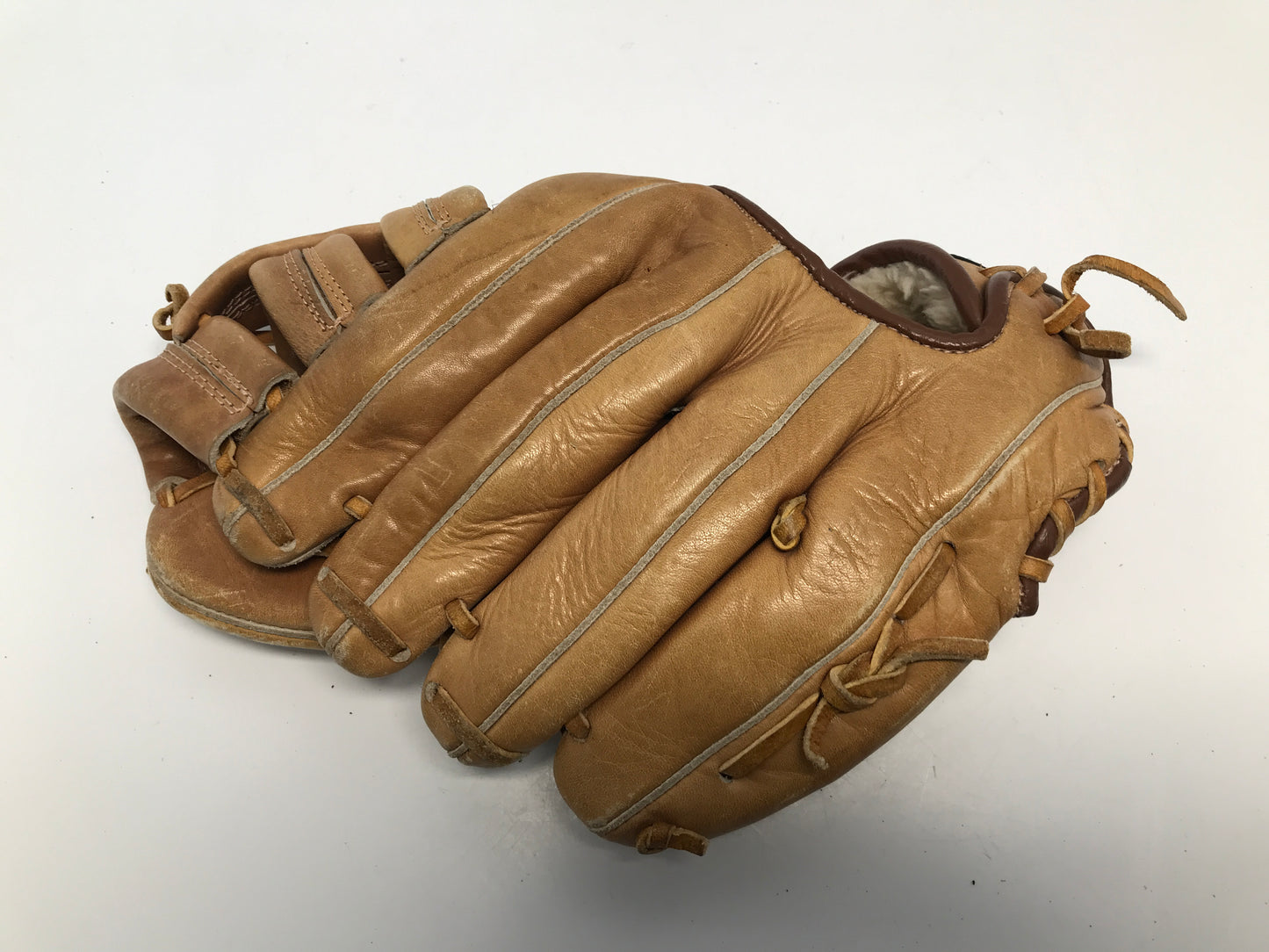 Baseball Glove 11in Deep Set Pocket Tan Leather Vintage