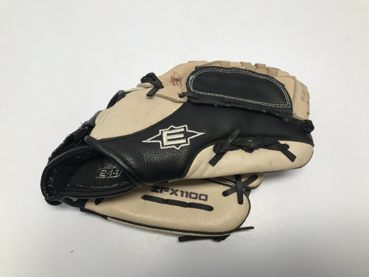Baseball Glove 11 inch Junior Easton Leather Tan and Black Fits on Left Hand Like New