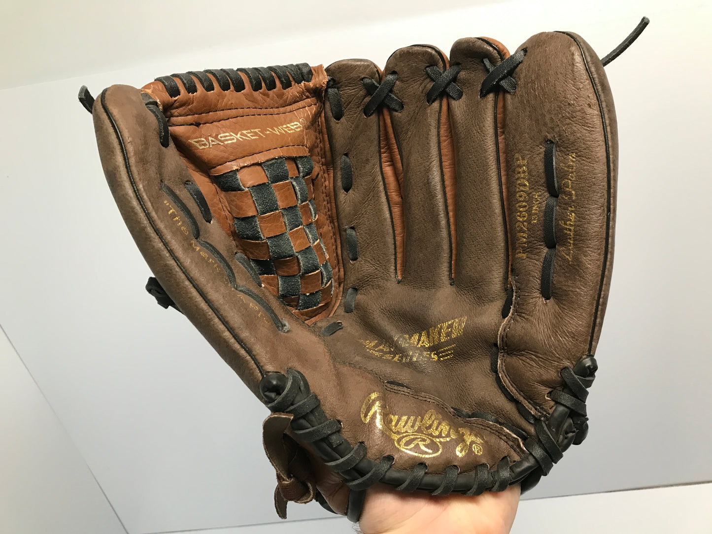 Baseball Glove 12.5 inch Rawlings Black Brown Leather Fits Left Hand