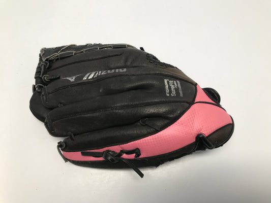 Baseball Glove 12in Mizuno Black Pink Leather Fits On Left Hand Excellent