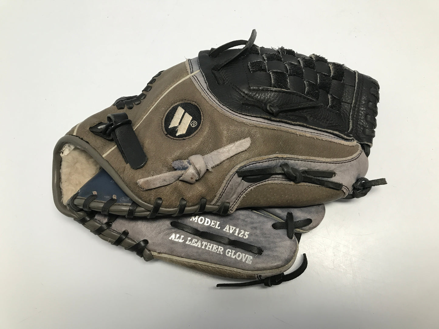 Baseball Glove Adult Size 12.5in Worth Tan Blue Leather Fits On Left Hand