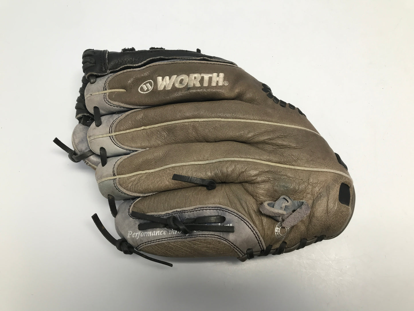 Baseball Glove Adult Size 12.5in Worth Tan Blue Leather Fits On Left Hand