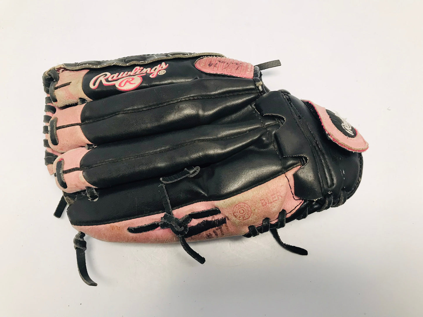 Baseball Glove Adult Size 12.5 inch Rawlings Black Pink Leather Fits on Left Hand