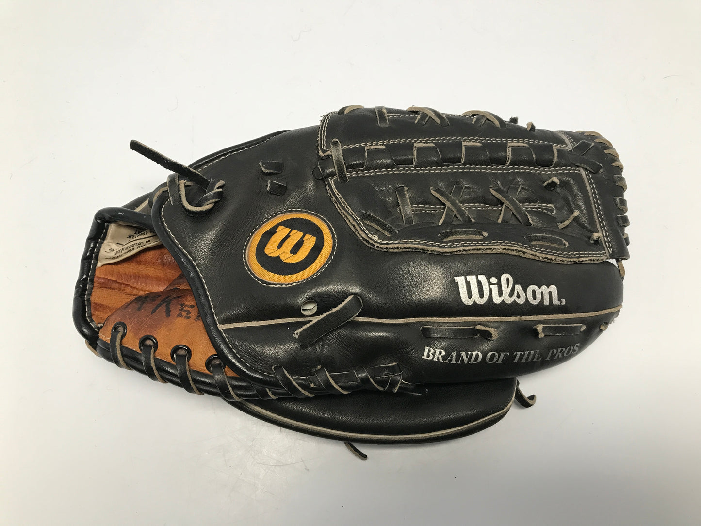 Baseball Glove Adult Size 12in Wilson Black Leather Fits On Left Hand