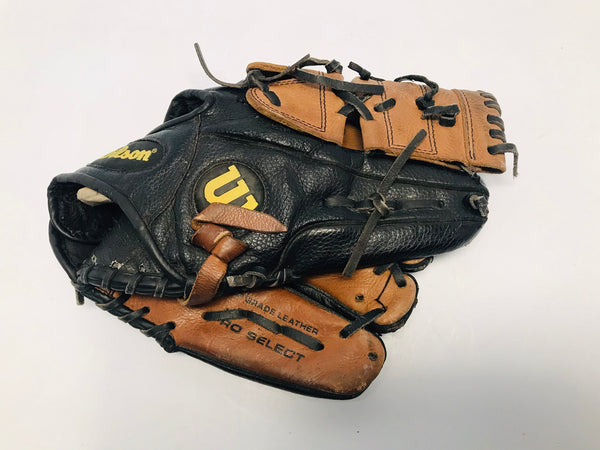Baseball Glove Adult Size 12 inch Wilson Pro Quality Leather Black Brown Fits Left Hand