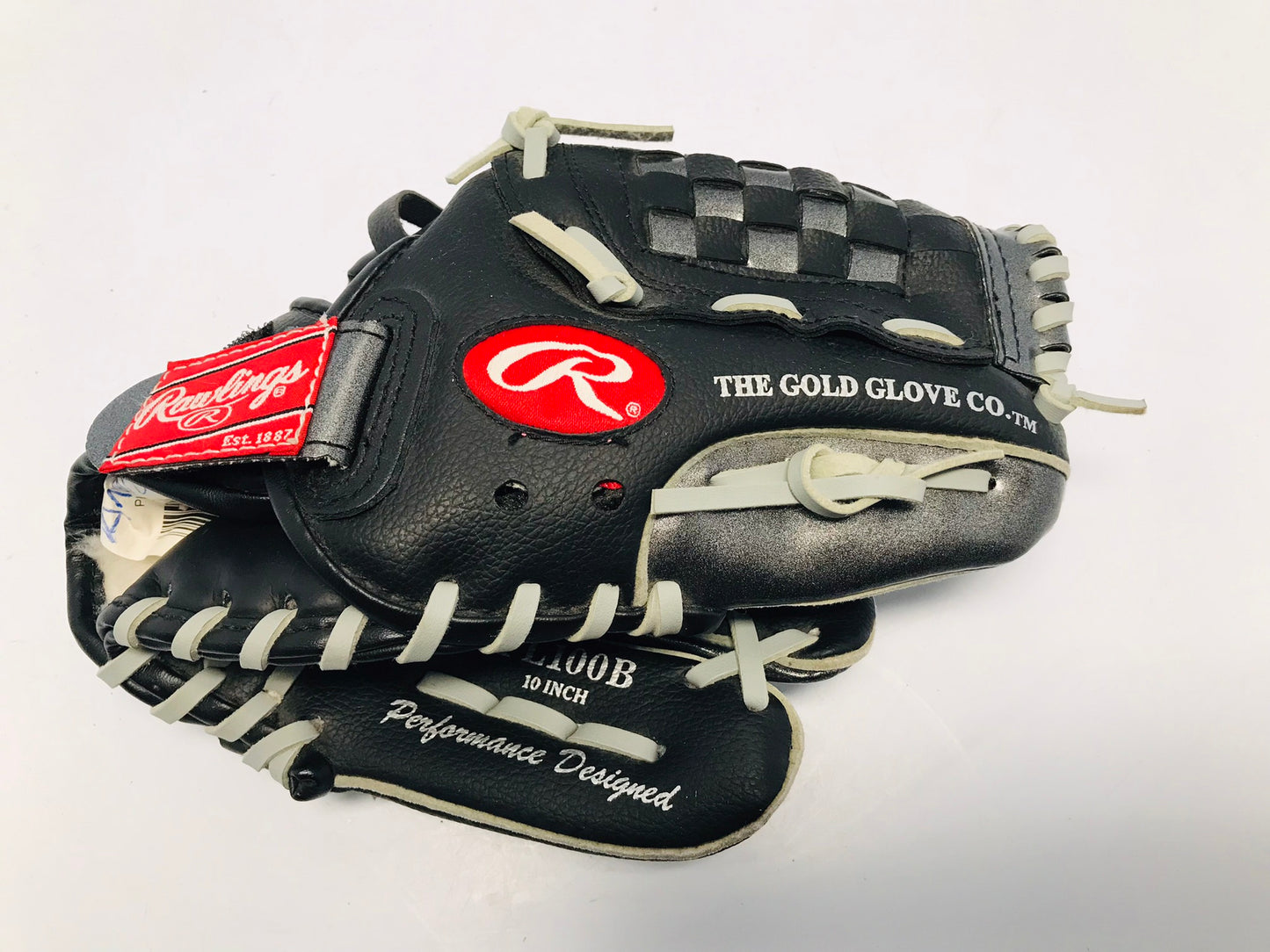 Baseball Glove Child Size 10 inch Rawlings Grey Black Fits Left Hand
