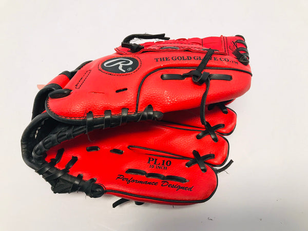 Baseball Glove Child Size 10 inch Rawlings Red Black Fits Left Hand