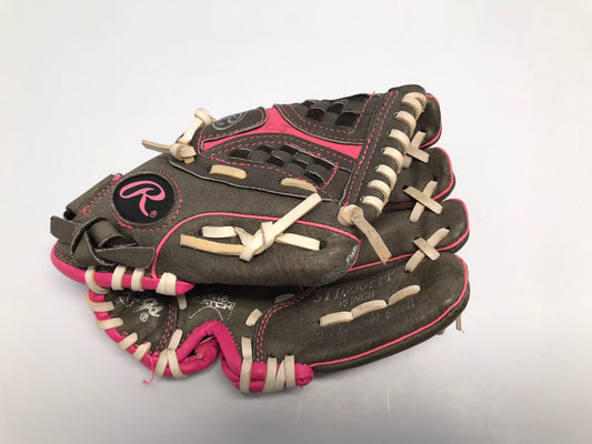 Baseball Glove Child Size 10 inches Rawlings Grey Pink Leather Fits On Left