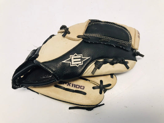 Baseball Glove Child Size 11 inch Easton Leather Black Tan Fits Left Hand