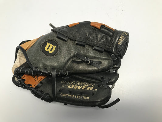 Baseball Glove Child Size 9.5in Wilson Black Tan Leather Fits On Left Hand