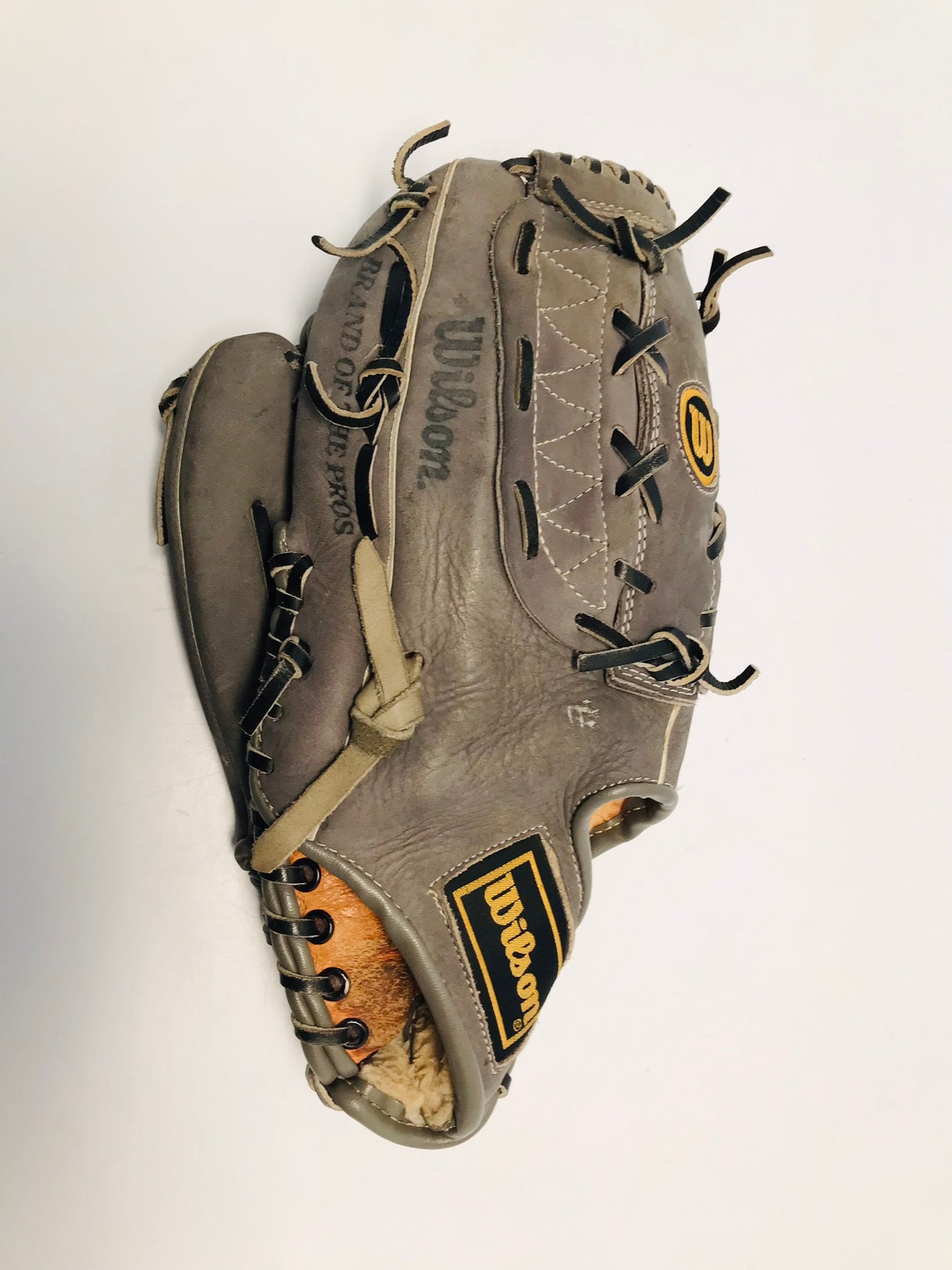 Baseball Glove Men's Size 12.5 Inches Wilson Grey Leather Fits On Right Hand