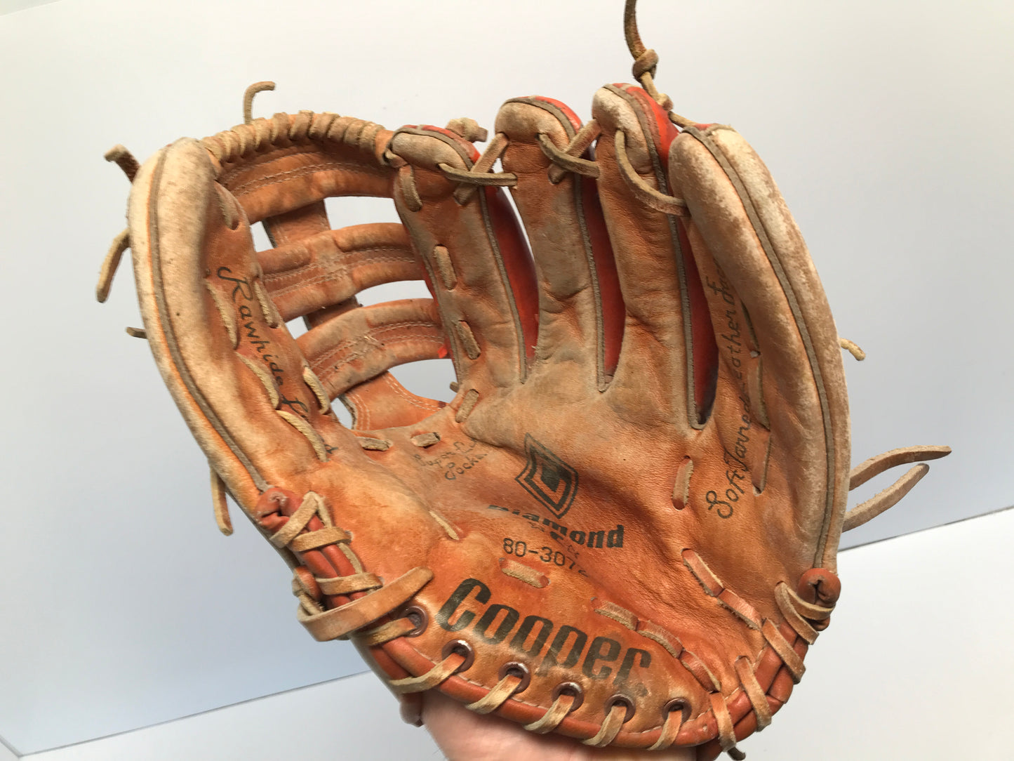 Baseball Glove Men's Size 12in Cooper Tan Leather Fits On Right Hand