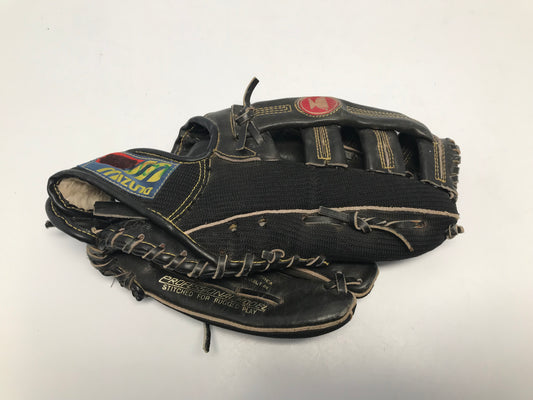 Baseball Glove Men's Size 12 inch Mizuno Black Leather Fits on Left Hand
