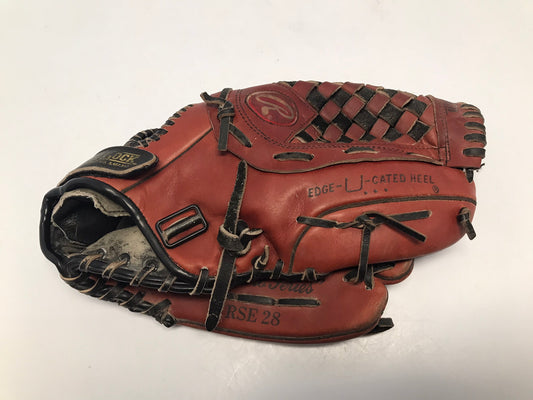 Baseball Glove Men's Size 13 inch Rawlings Big Thick Palm Leather Chestnut Brown Fits On Left Hand Outstanding Quality