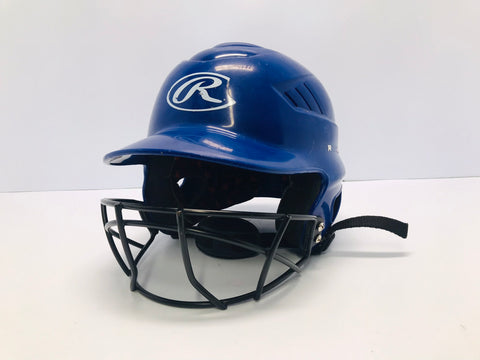 Baseball Helmet Junior Size 6.5 x 7.5 Age 7-12 Rawlings Blue With Cage