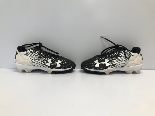 Baseball Shoes Cleats Child Size 3.5 Under Armour Black White Excellent
