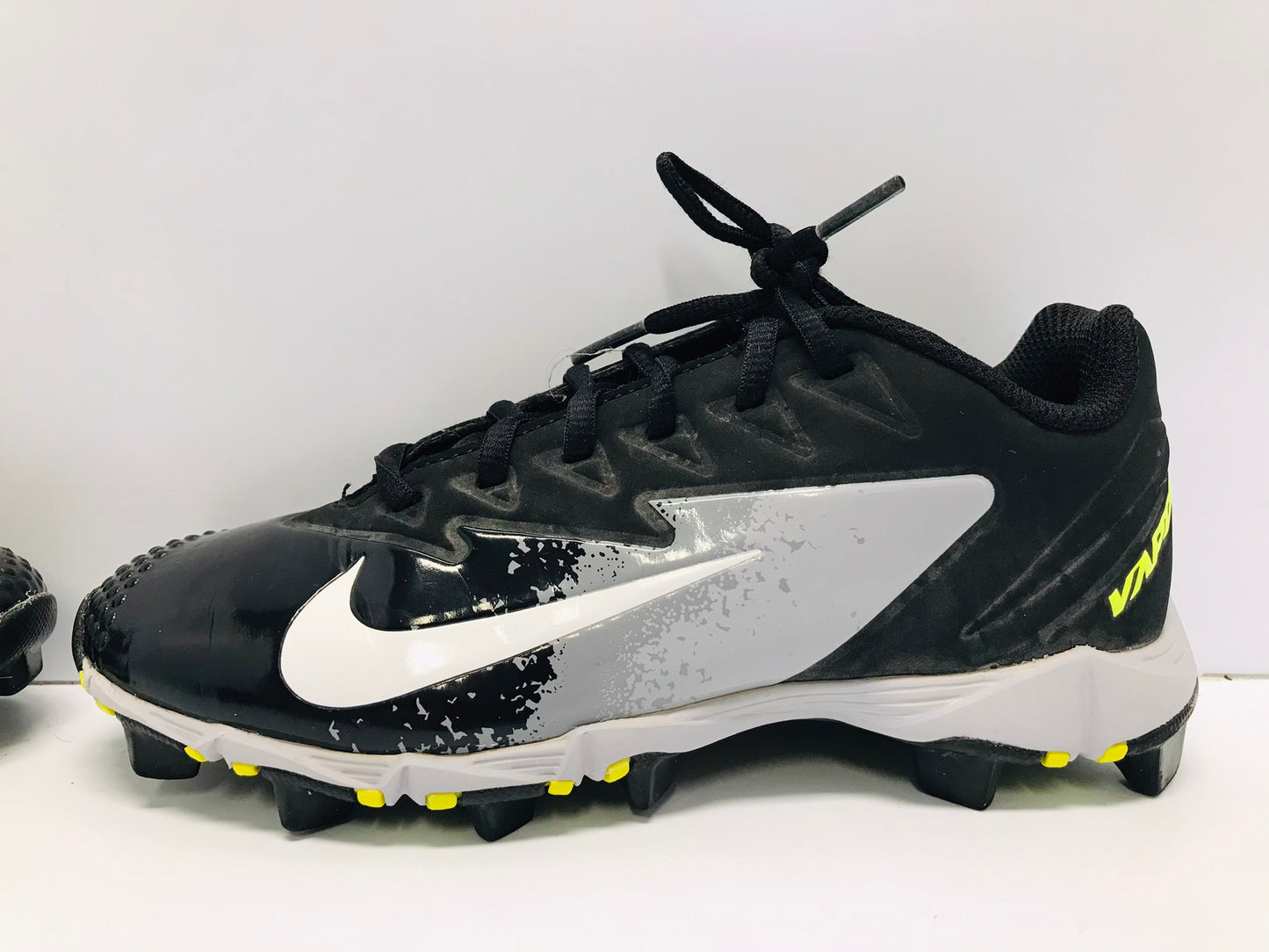 Baseball Shoes Cleats Child Size 3 Nike Vapor Black Grey Lime Excellent 3