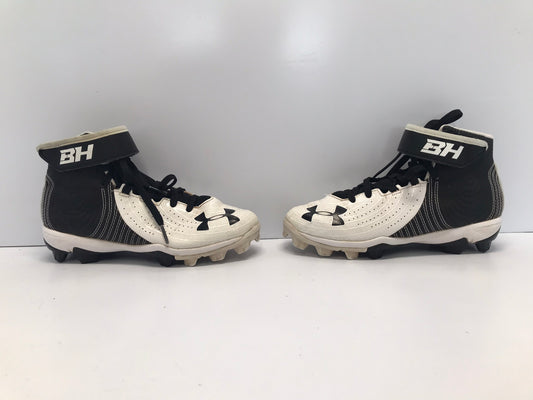 Baseball Shoes Cleats Child Size 3 Under Armour High Top Black White Excellent