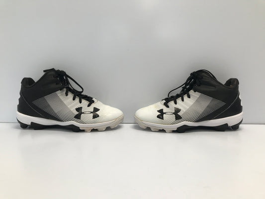 Baseball Shoes Cleats Child Size 4 Under Armour Black White High Tops