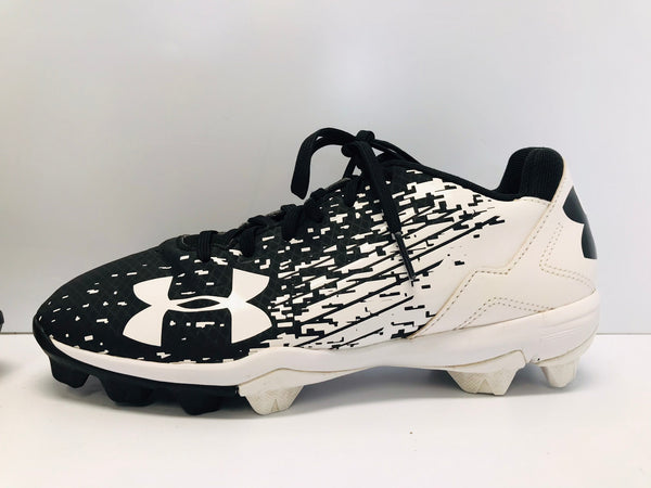 Baseball Shoes Cleats Child Size 5 Youth Under Armour Black White Excellent