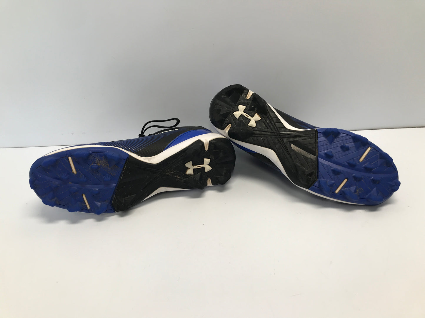 Baseball Shoes Cleats Child Size 5 Youth Under Armour High Top Blue Black Excellent