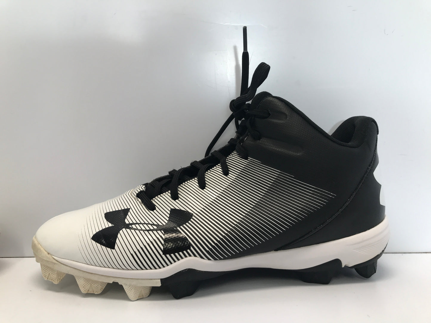 Baseball Shoes Cleats Men's Size 10 Under Armour High Tops Black White Like New