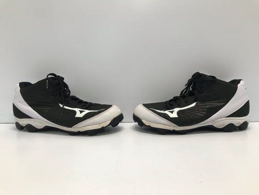 Baseball Shoes Cleats Men's Size 7.5 Mizuno Black White High Tops