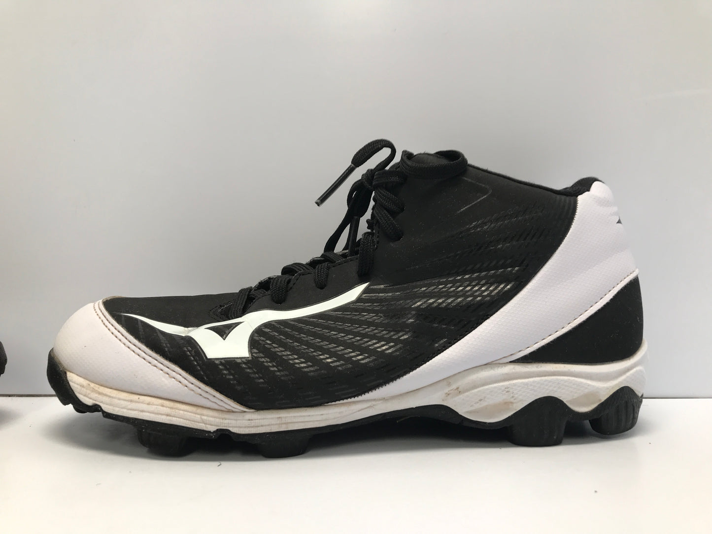 Baseball Shoes Cleats Men's Size 7.5 Mizuno Black White High Tops