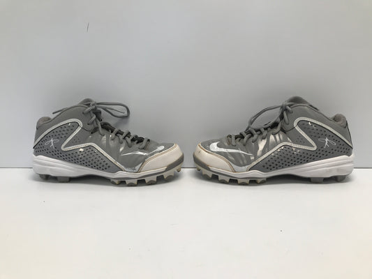 Baseball Shoes Cleats Men's Size 7.5 Nike Grey White Hightops