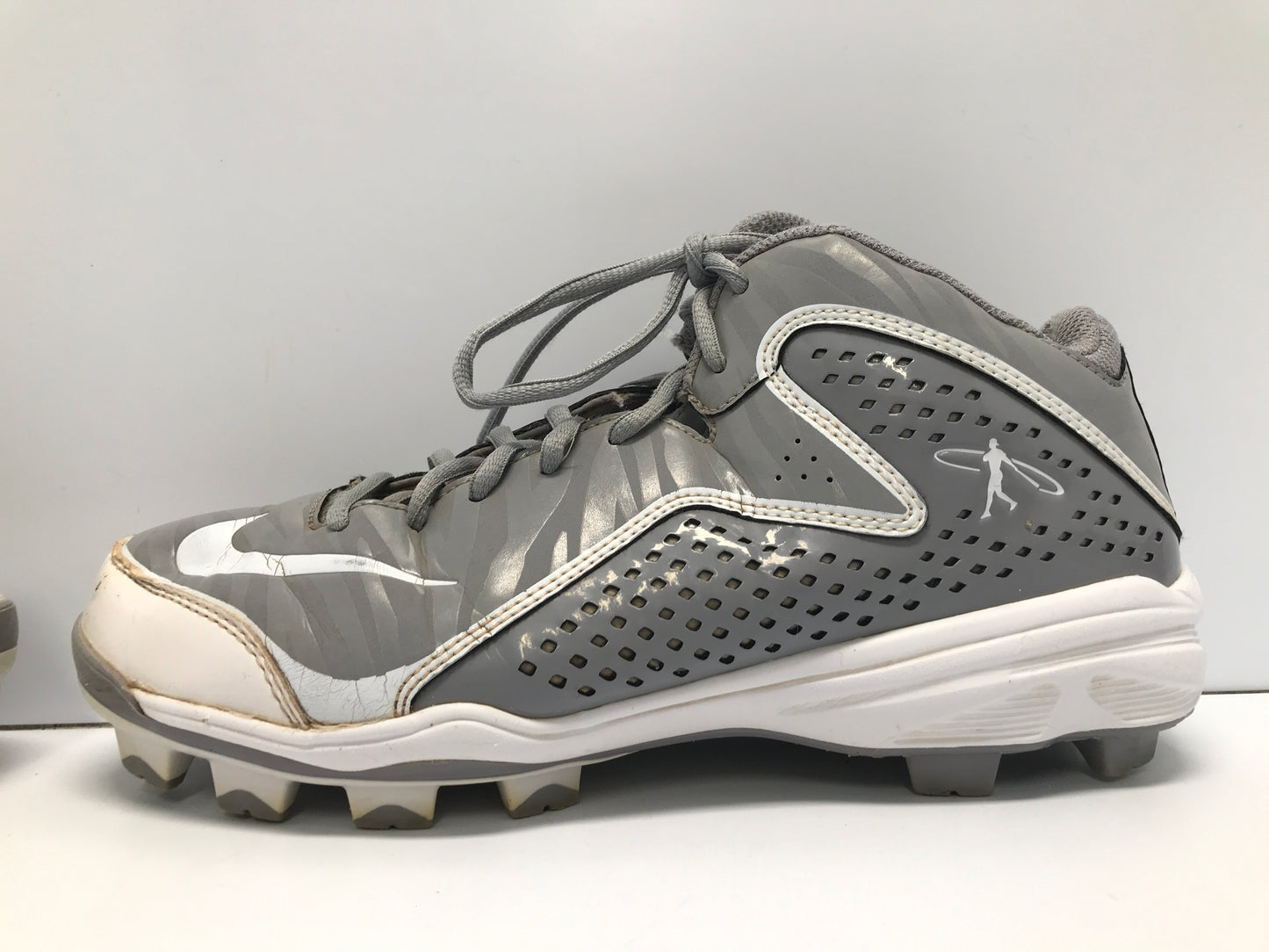 Baseball Shoes Cleats Men's Size 7.5 Nike Grey White Hightops