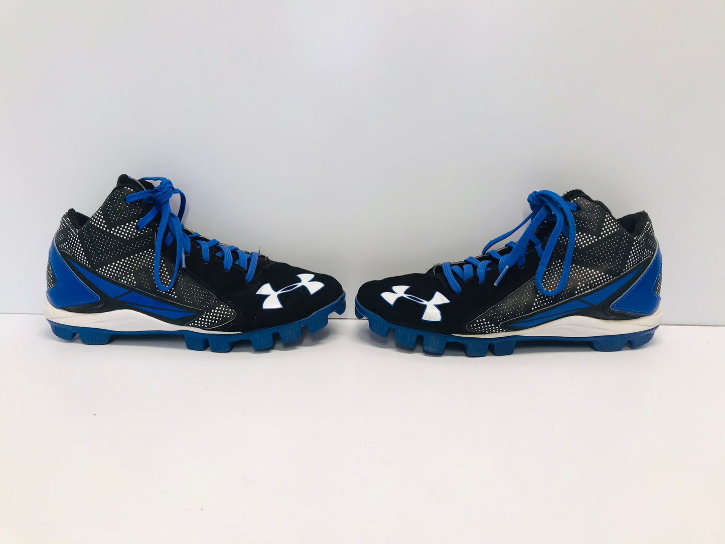 Baseball Shoes Cleats Men's Size 7.5 Under Armour Blue Black High Top Excellent