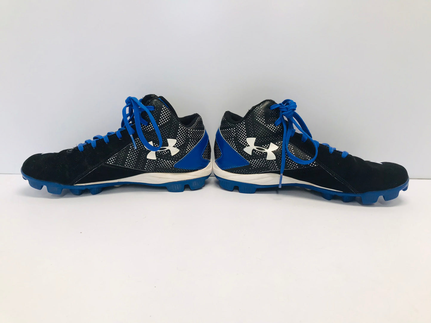 Baseball Shoes Cleats Men's Size 7.5 Under Armour Blue Black High Top Excellent