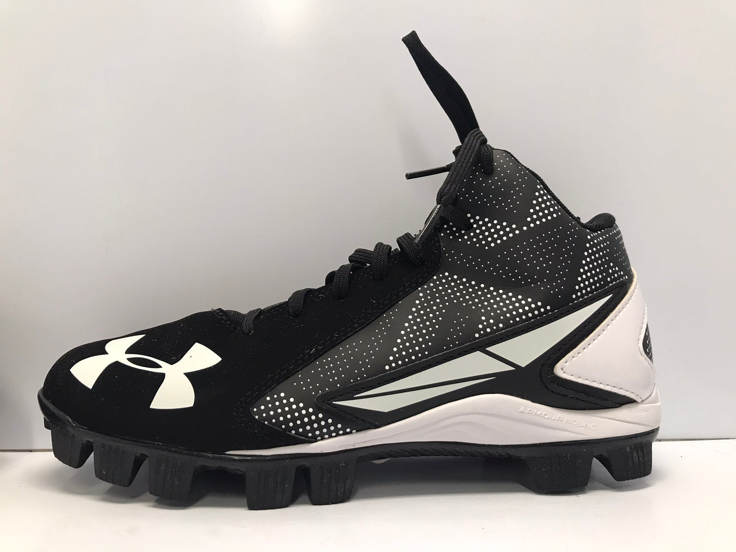 Baseball Shoes Cleats Men's Size 7.5 Under Armour High Top Black White Like New