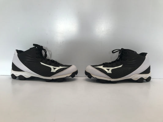 Baseball Shoes Cleats Men's Size 8 Mizuno High Tops Black White Excellent