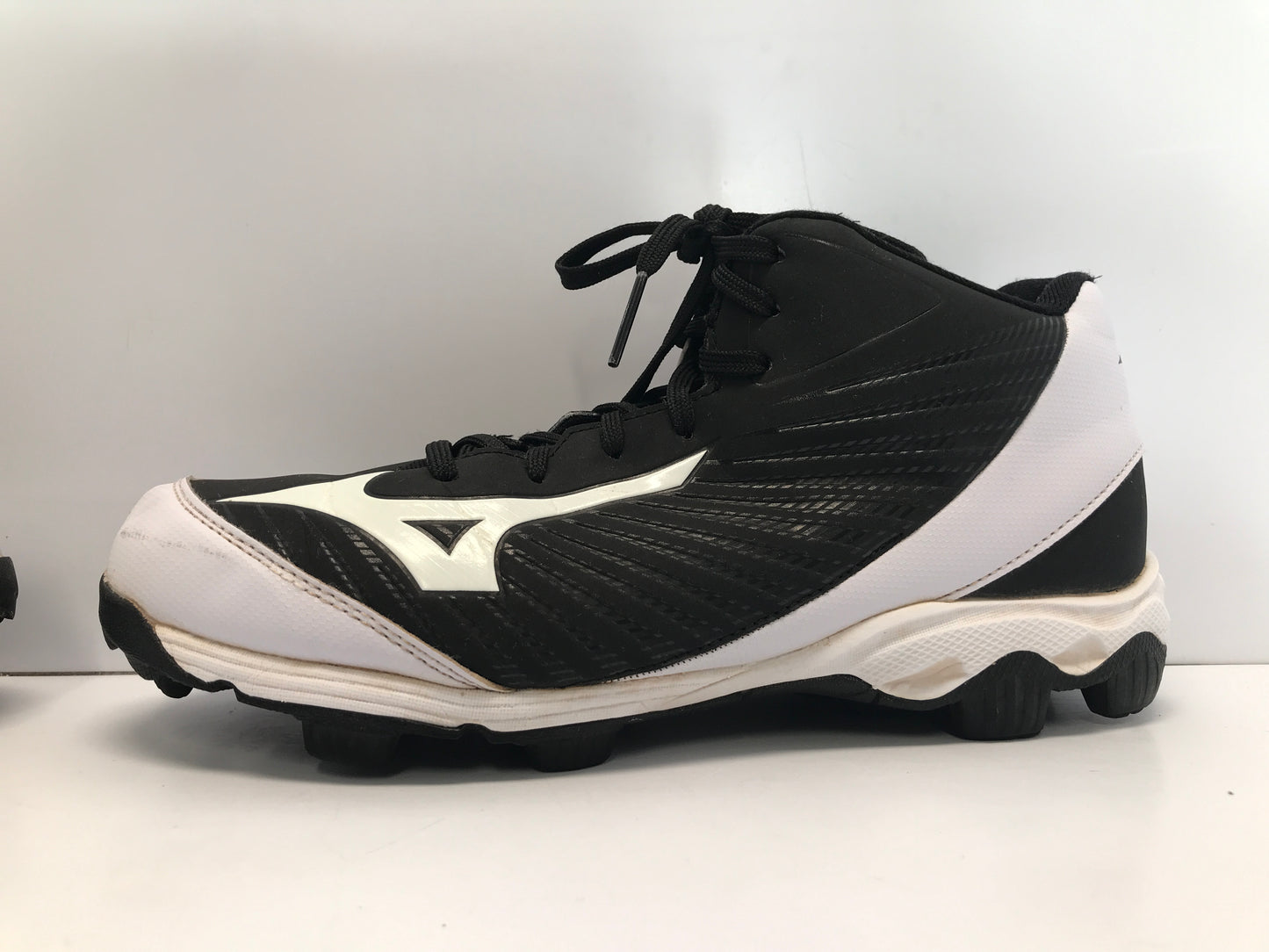 Baseball Shoes Cleats Men's Size 8 Mizuno High Tops Black White Excellent