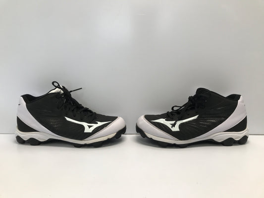 Baseball Shoes Cleats Men's Size 9 Mizuno Black White High Top Like New