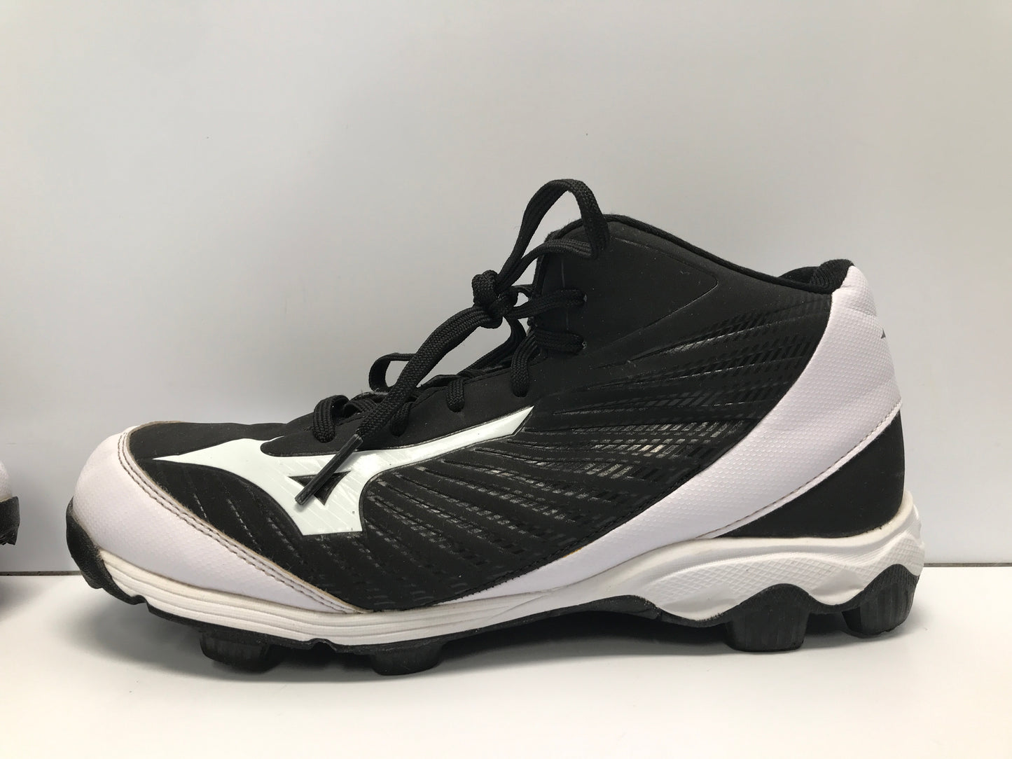 Baseball Shoes Cleats Men's Size 9 Mizuno Black White High Top Like New