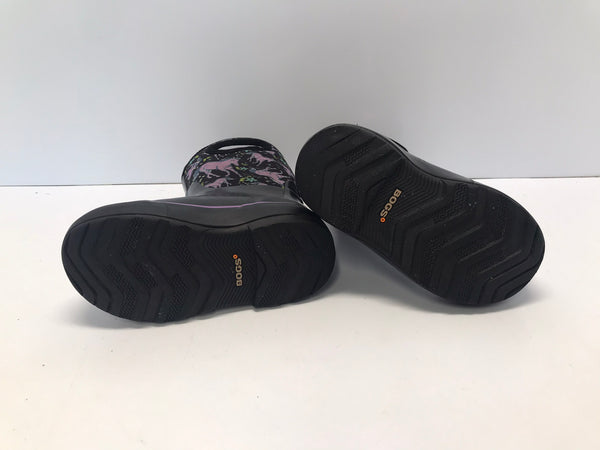Bogs Brand Child Size 11 Black Purple Unicorns  to - 30 degree Rain Winter Excellent