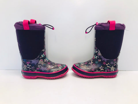 Bogs Style Child Size 13 Cougar Purple Stars Neoprene Rubber Rain Winter Snow Waterproof Boots New Demo Model