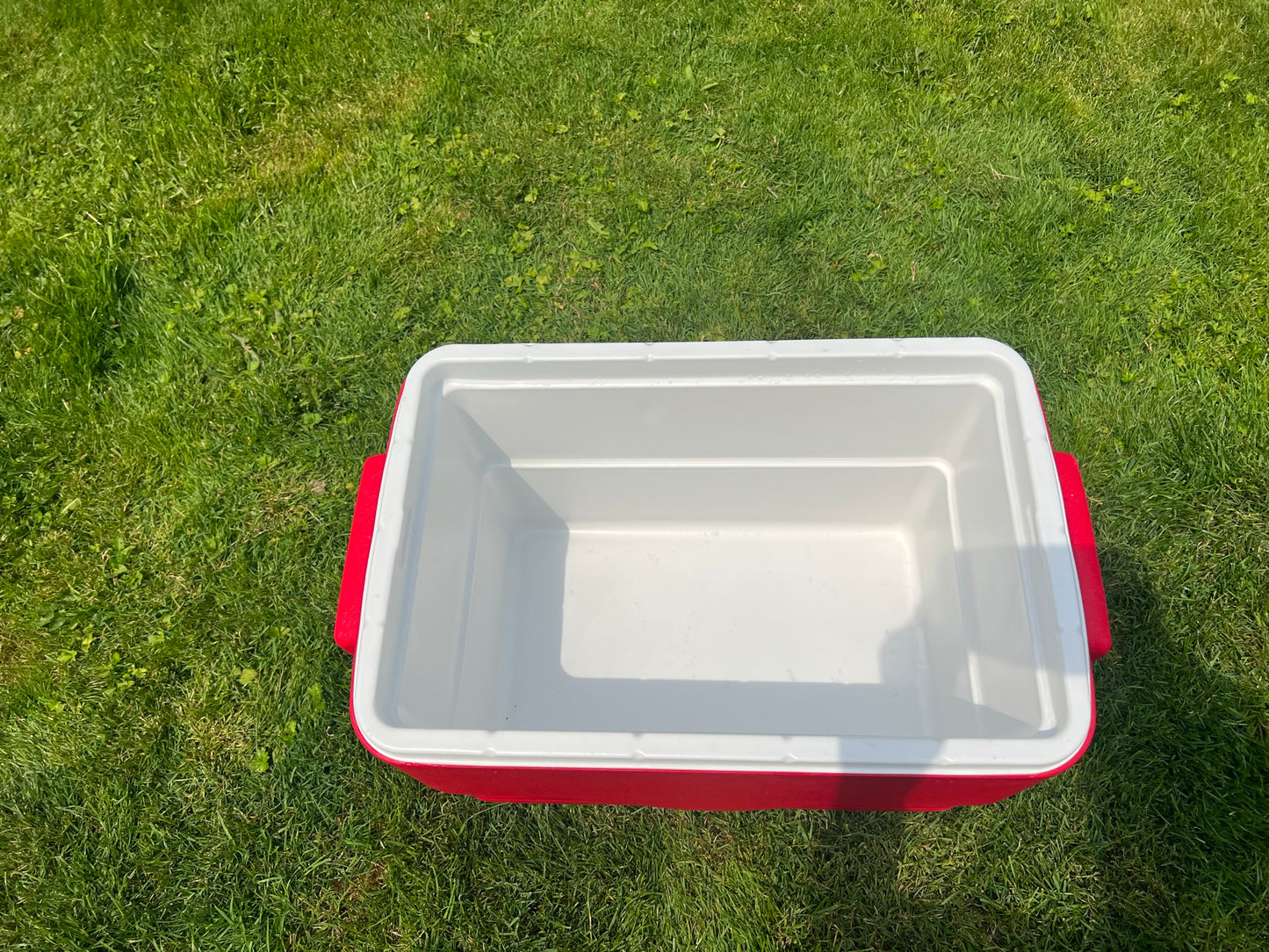 Camping Classic Coleman Red Cooler 36 Quart 4 Cup Holders Like New Fishing Beach Picnic Like New