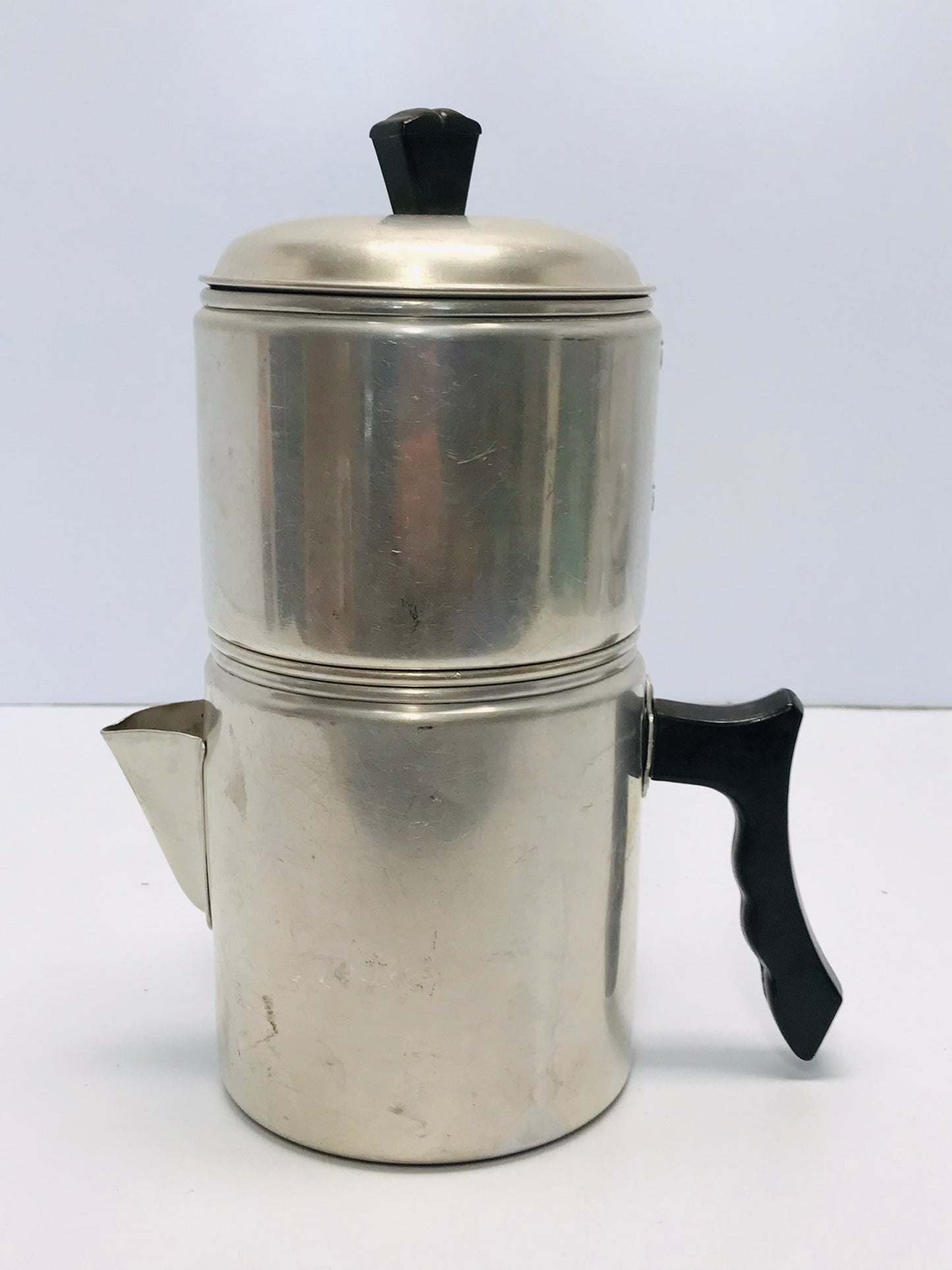 Camping Coffee Pot Perolator Vintage 1960's 4-6 Cup Aluminum Rustproof Fast Heat Up Outdoor Use