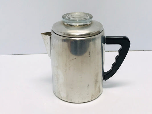 Camping Coffee Pot Perolator Vintage 1960's 4-6 Cup Bakelite Handle Aluminum Rustproof Fast Heat Up Outdoor Use