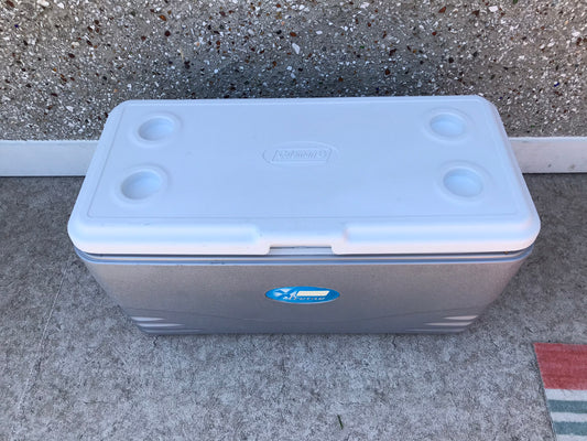 Camping Fishing Coleman Xtream 100 quart X Large Cooler With Spout Like New White Grey