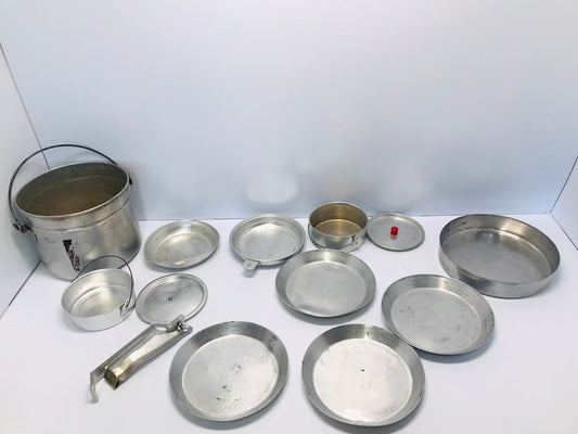 Camping Fishing Heavy Aluminum Camp Pots Dishes All In One Set