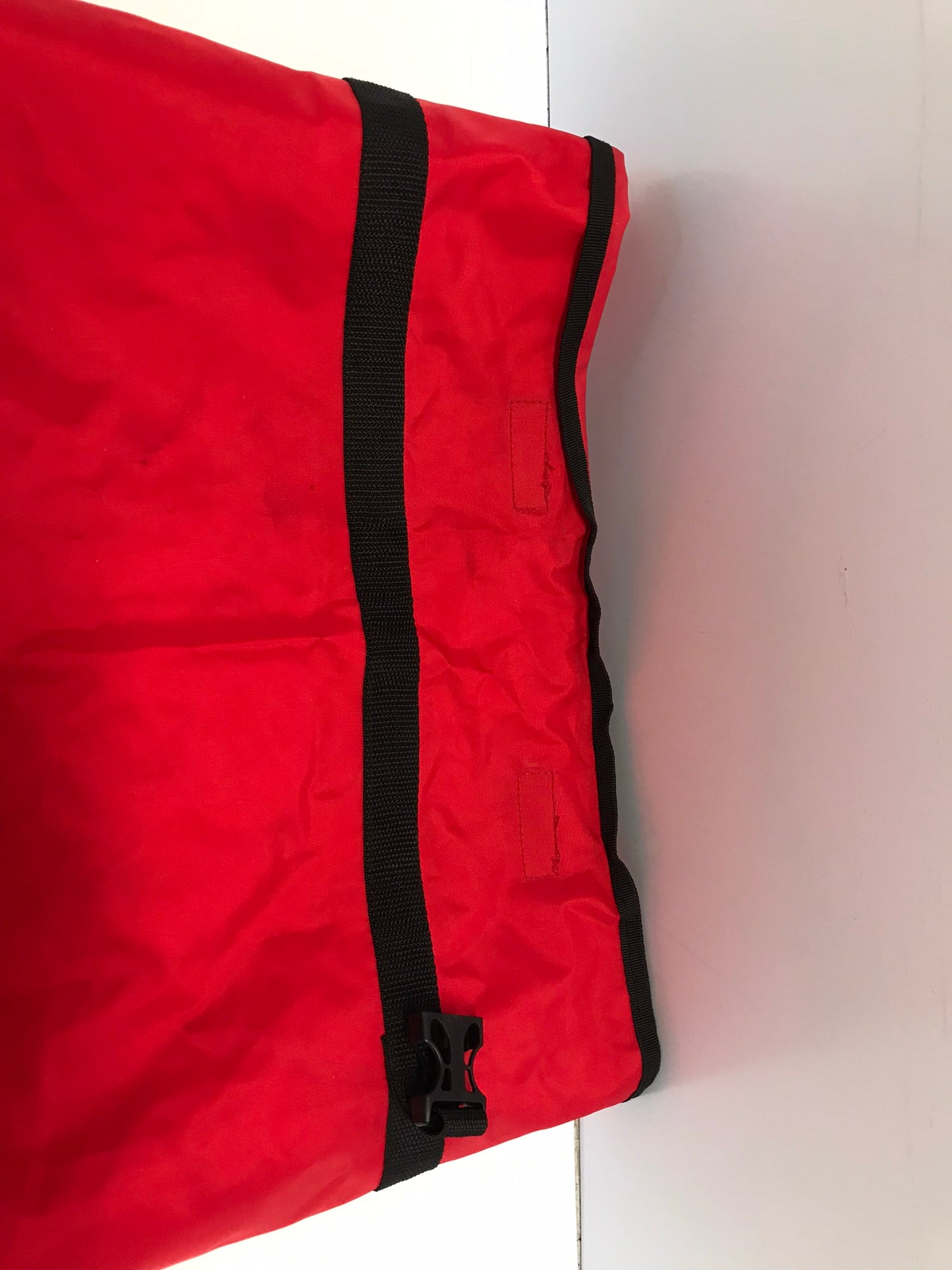 Camping Fishing Kayaking Canoe World Famous Dry Sac 12 inches Wide24 inch Long 2 Buckle Close Top Like New Red Black