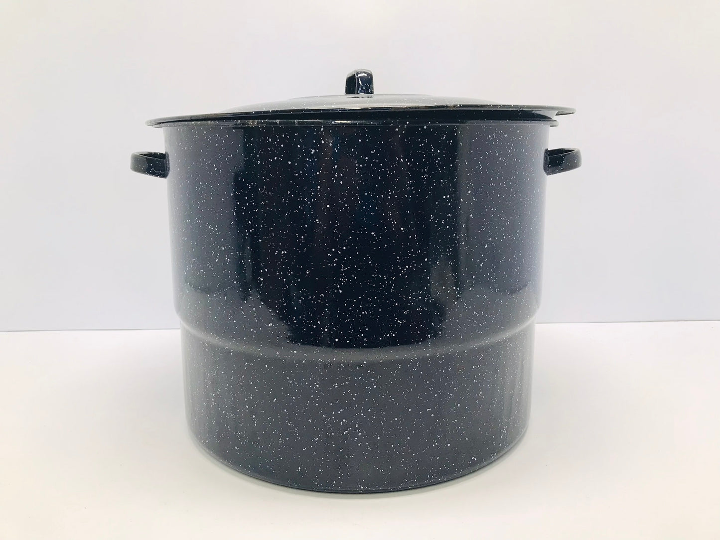 Canning Pot Enamelware Brilliant Blue Speckle Vintage 1950's With Grandma's Original Old Paper Label On it 21 quart